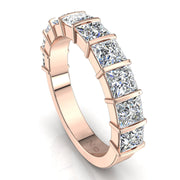 Demi-alliance 10 diamants naturels princesses 2.00 carat or rose Lucia